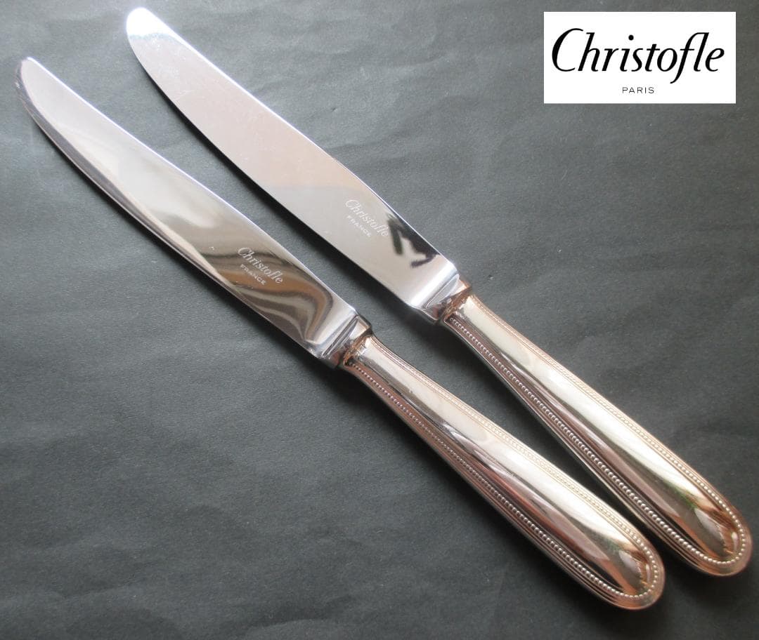 スロス4本☆銀器クリストフルシルバー　テーブルナイフ＆フォーク定番のパール