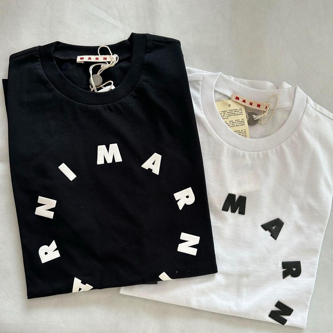 【残2】大人もOK MARNI シャツ 半袖 ロゴ ブラック 12Y 150cm