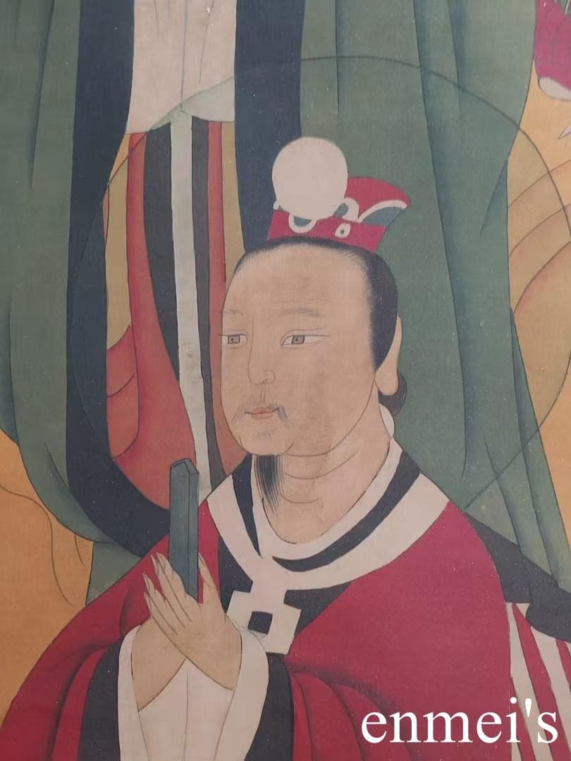 中国古美術・純手描き大六尺中堂神仙图・人物画・丁観鵬印款・書道