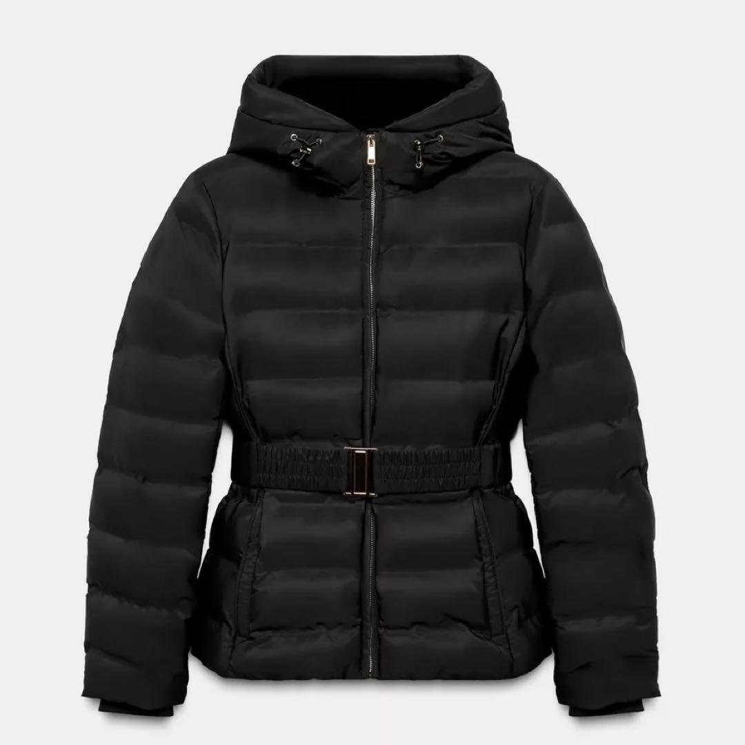 ZARA ダウンジャケット ブラック ベルト付き M