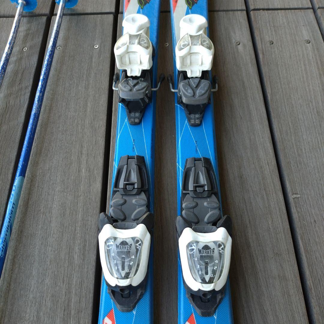 値下げ】Nordica スキー板130センチ ビンディング、ストック付き