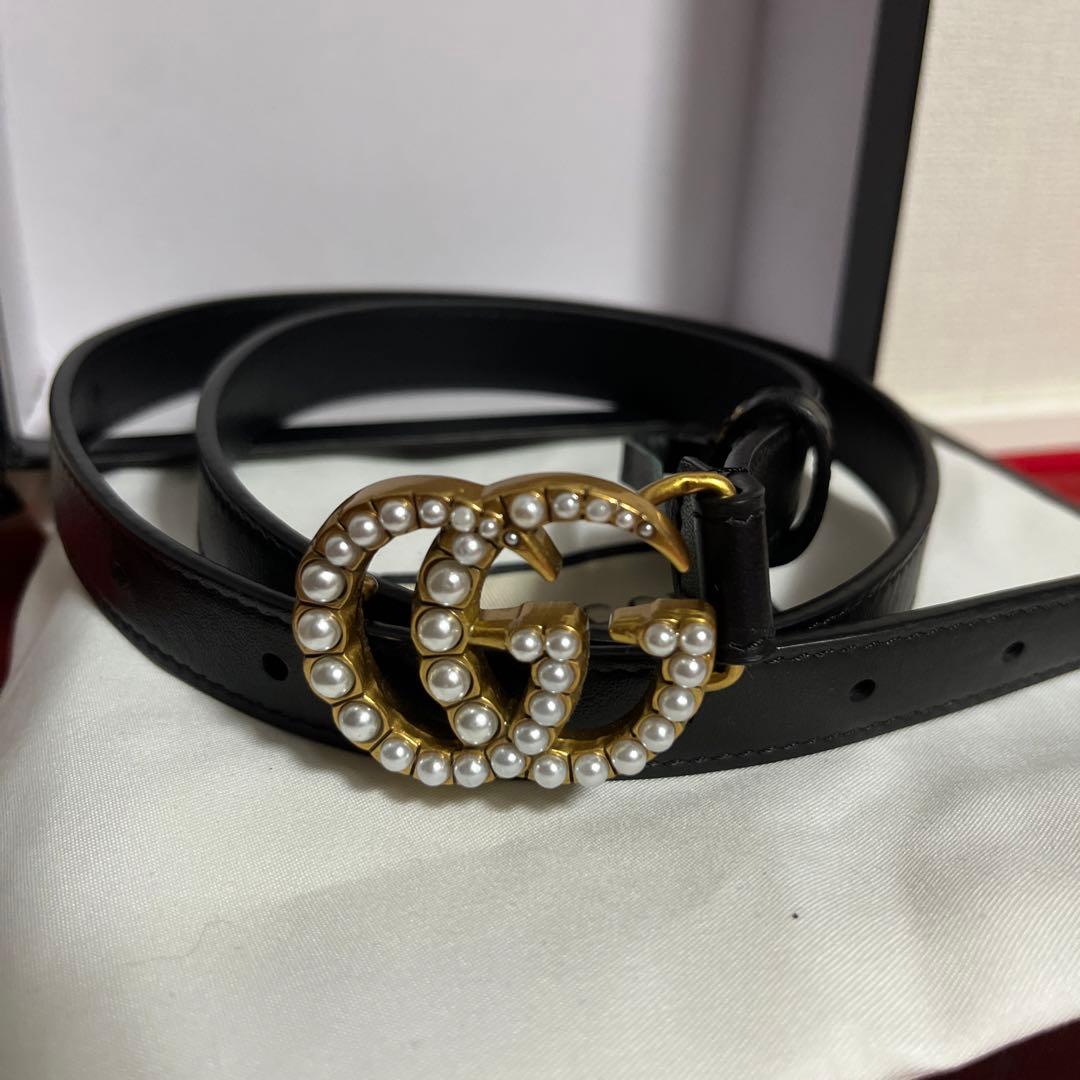 GUCCI ブラックレザー ベルト 85/34