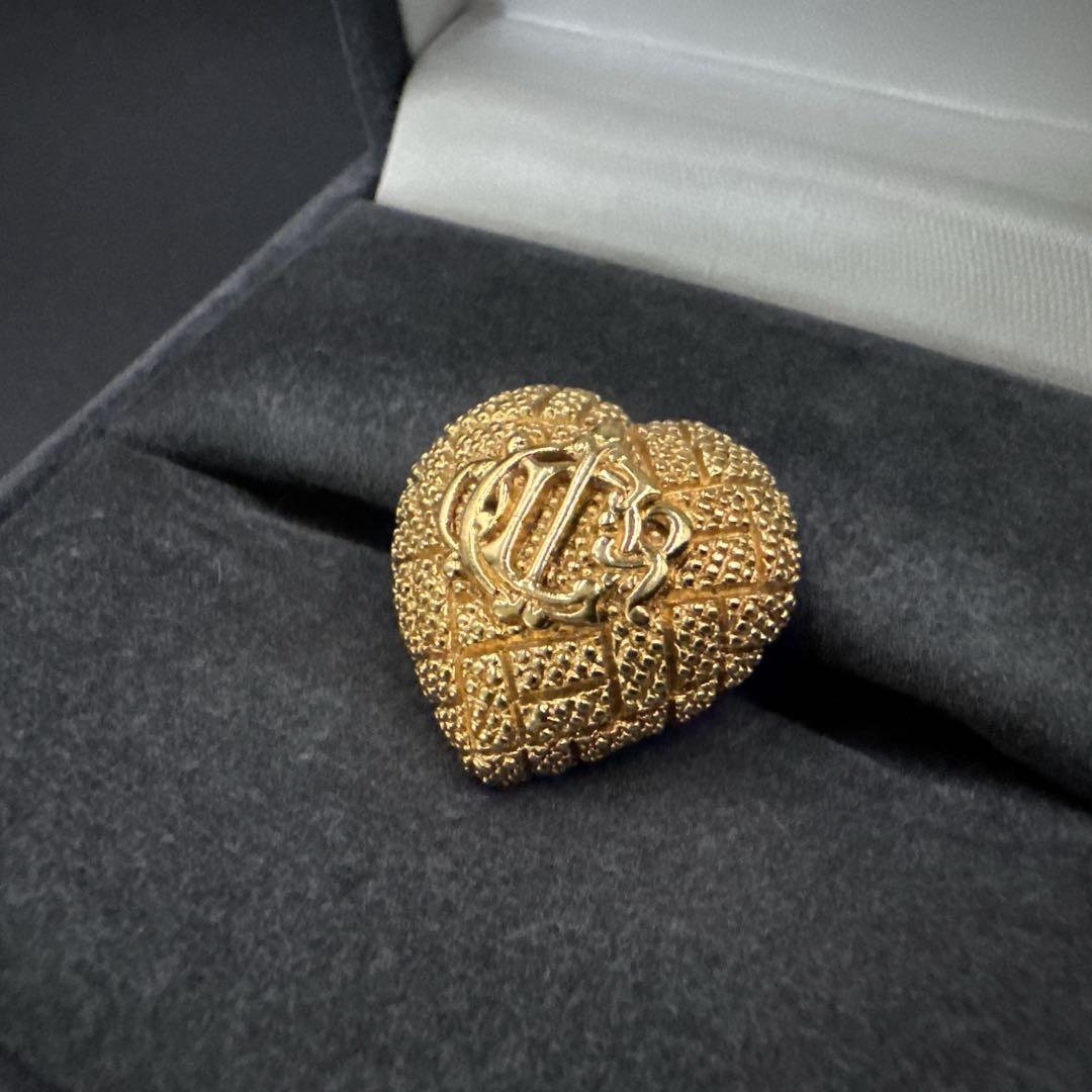 美品　オールド　ディオール　ピンブローチ　ハート　旧エンブレムロゴ　ゴールド クリスチャンディオール Christian Dior ロゴ ブローチ ゴールド