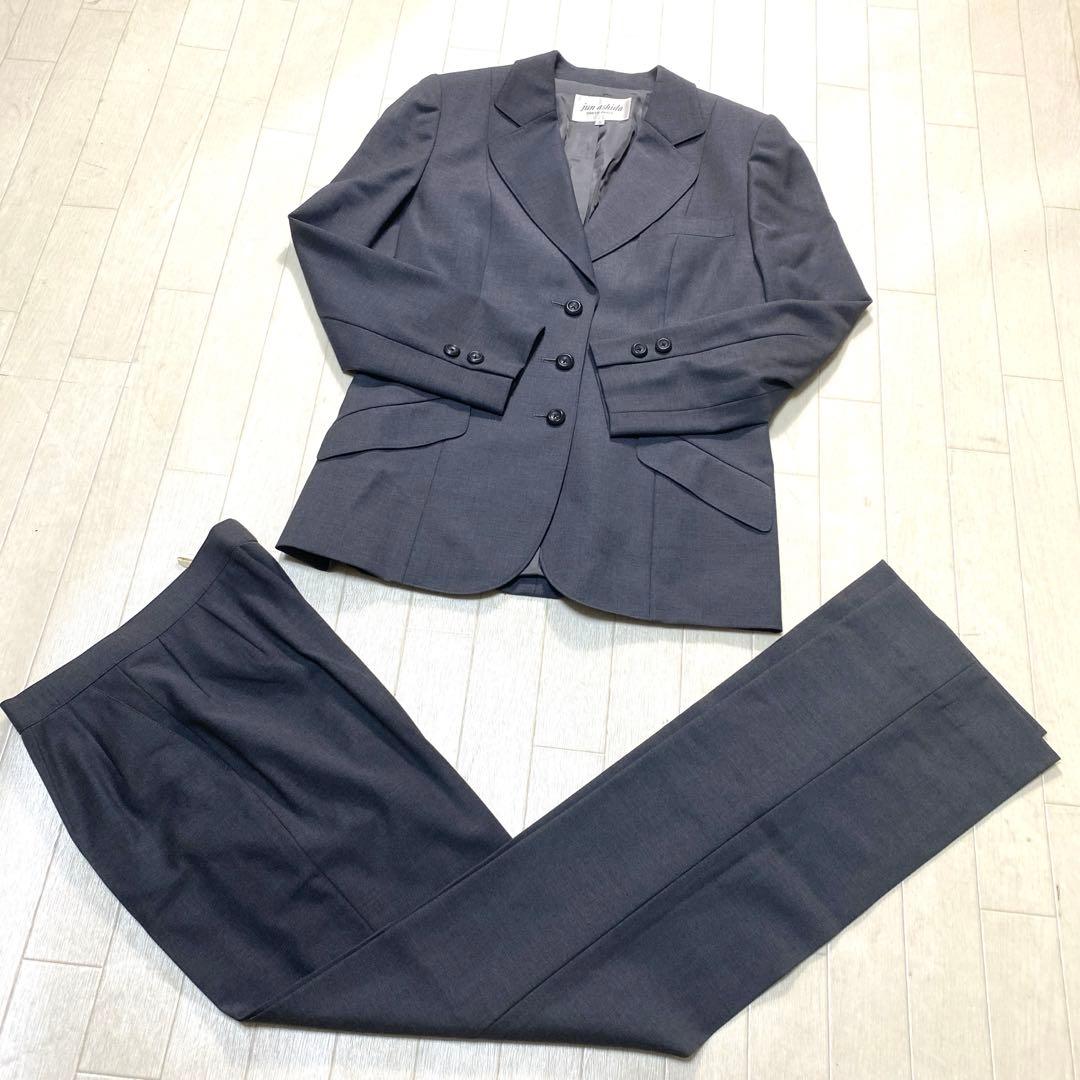 お4☆ jun ashida パンツスーツ レディース 9 グレー 無地