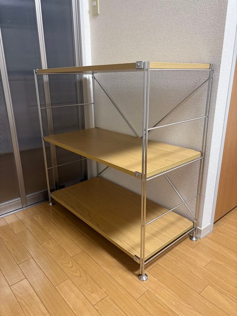 無印良品　ステンレスユニットシェルフ　オーク材棚セット　ワイド　小