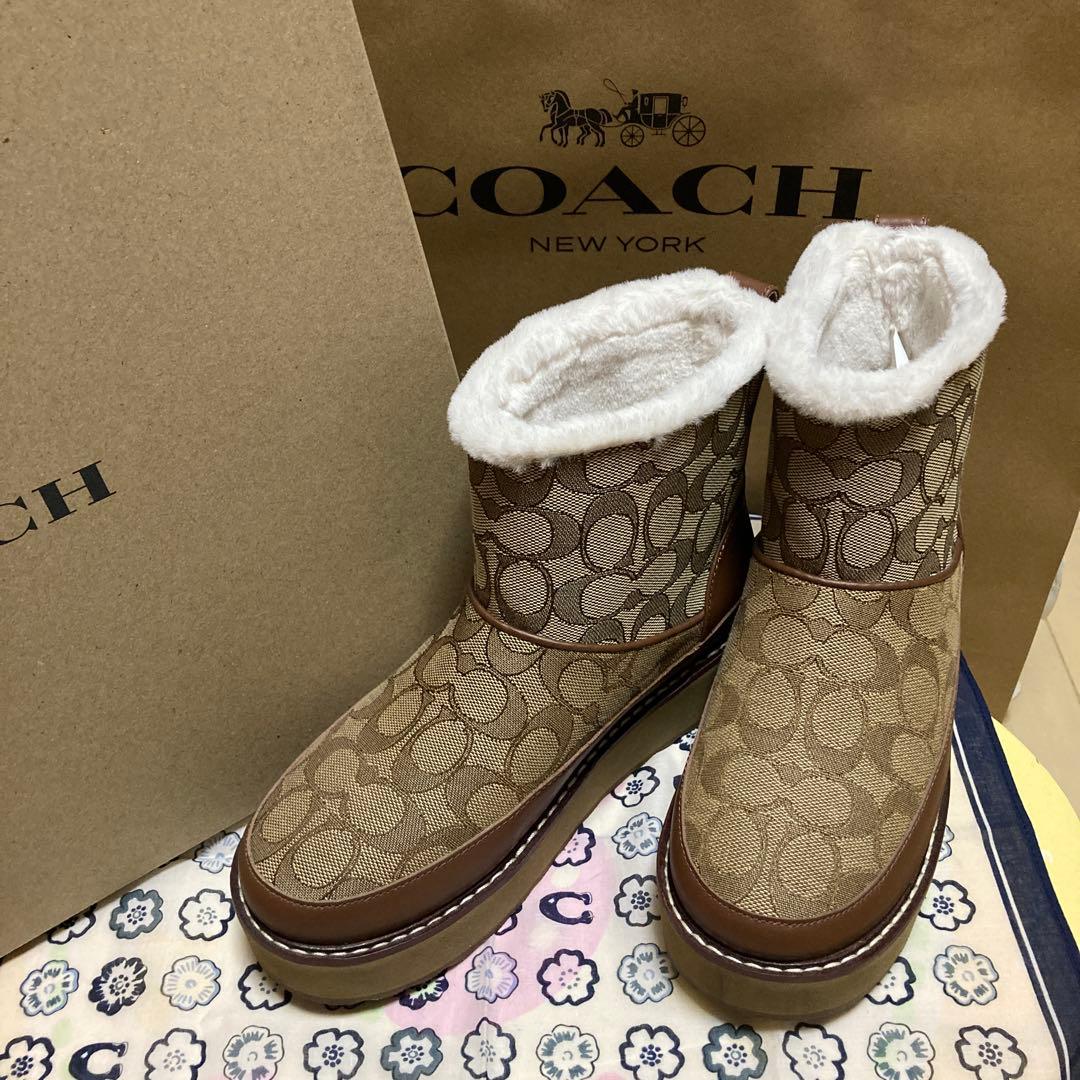 超美品☆COACH☆ファー付き☆ブーツ☆5☆