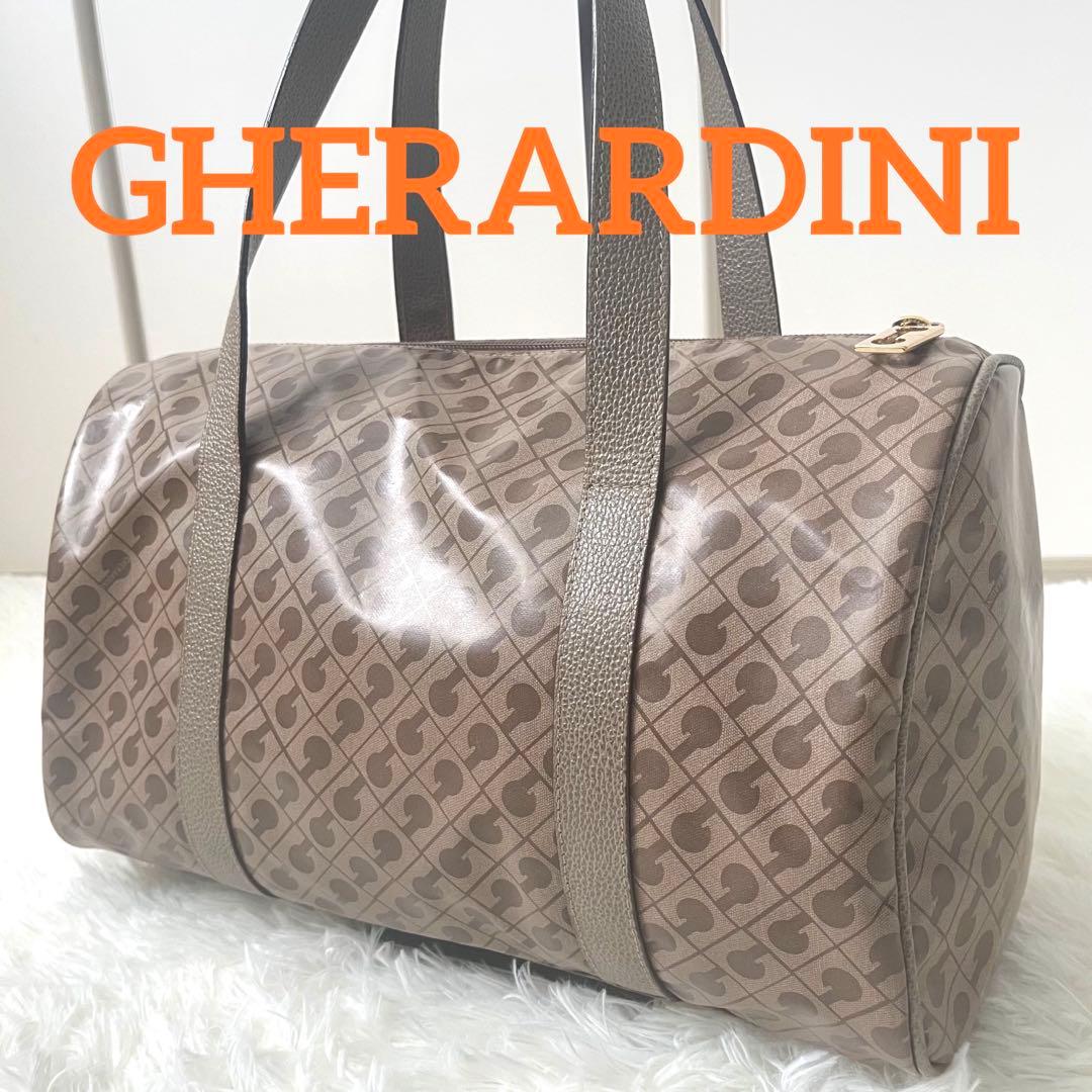 希少☆ゲラルディーニ☆ミニ　ボストンバッグ　ソフティ　ベージュ　レザー　ナイロン