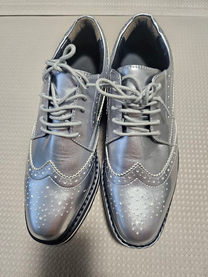 新品 ST.ANDREWS シルバー 厚底ウィングチップシューズ