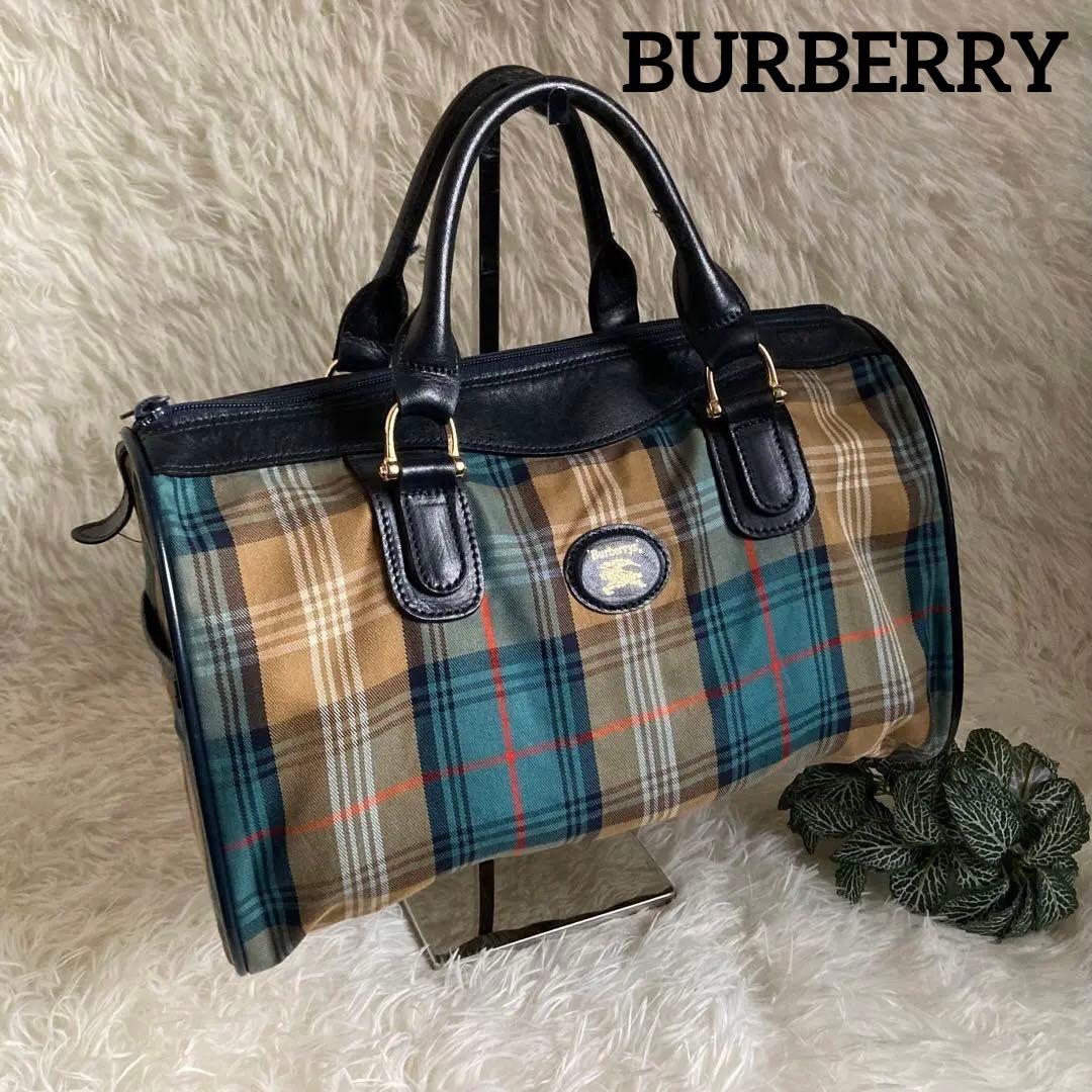 ☆B☆【希少色】BURBERRYミニボストンバッグ ノバチェックキャンバス