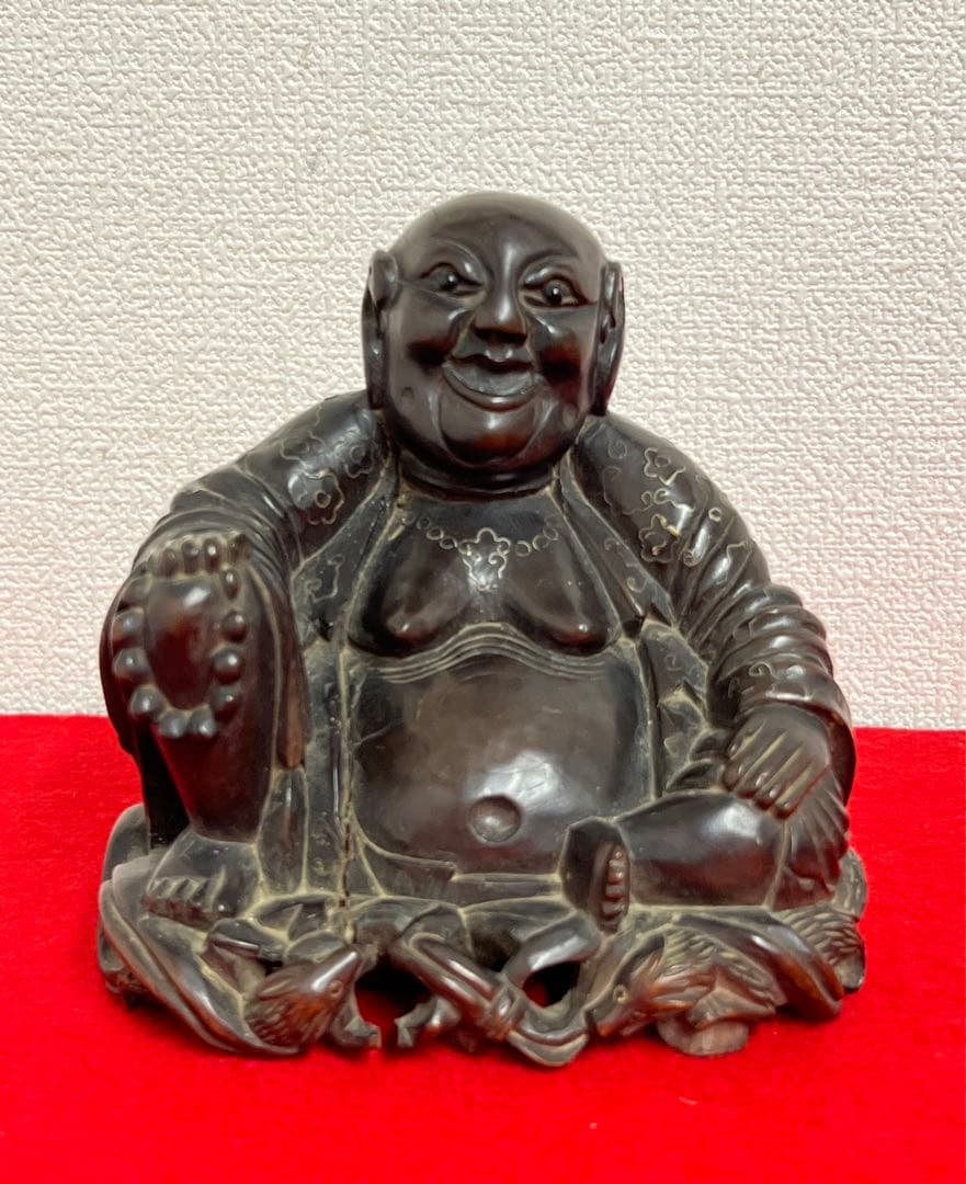 中国古美術•清時代紫檀銀象嵌羅漢像 B147—55