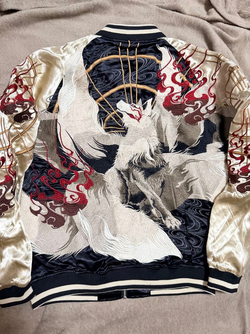 未使用 ２面用 GO COO キツネ 日本 スカジャン 美品 レーヨン