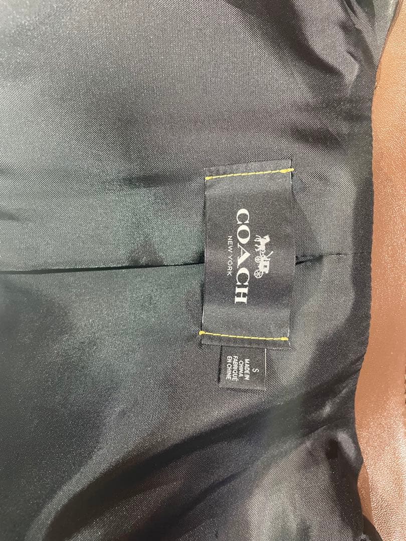 <引越前処分価格> COACH ブラウン レザー シングルライダース S 中古・古着通販】COACH (コーチ) シングルライダースジャケット