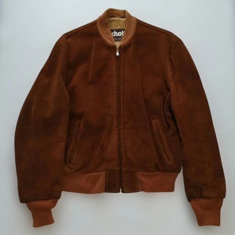 ショット　ブラウン スエード ボンバージャケット 40