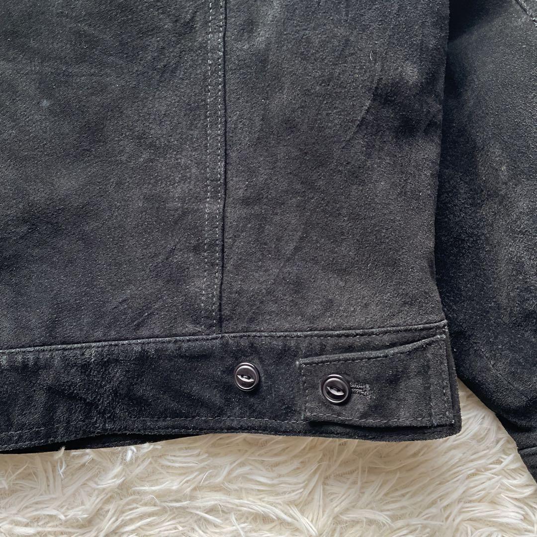 90's✨レザートラッカージャケット 3rd 豚革 黒 スエード M キムタク