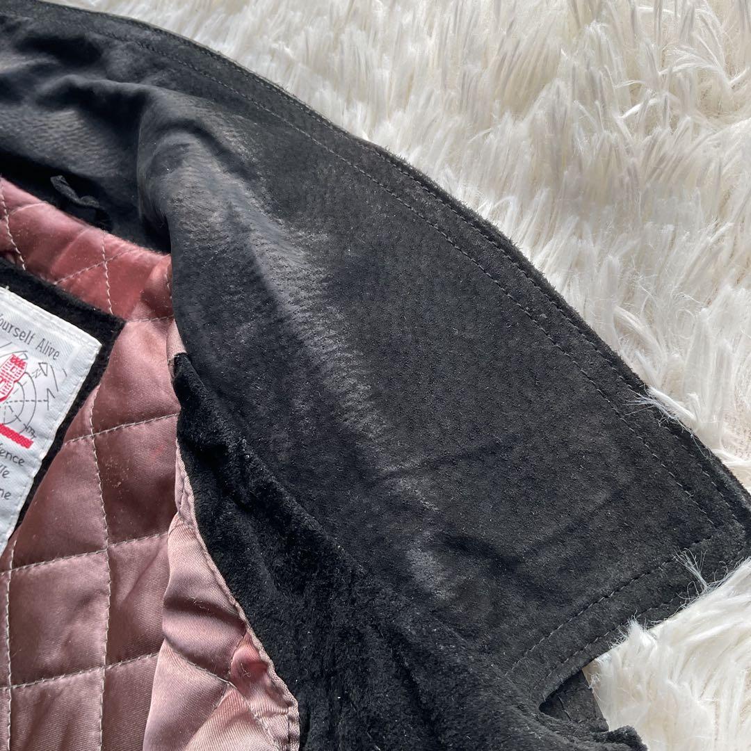 90's✨レザートラッカージャケット 3rd 豚革 黒 スエード M キムタク