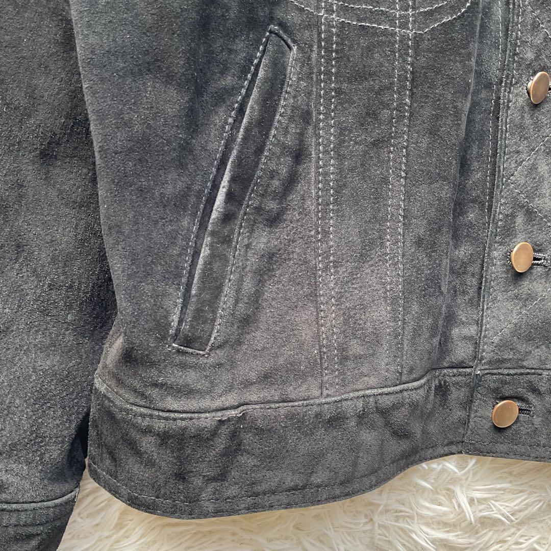 90's✨レザートラッカージャケット 3rd 豚革 黒 スエード M キムタク