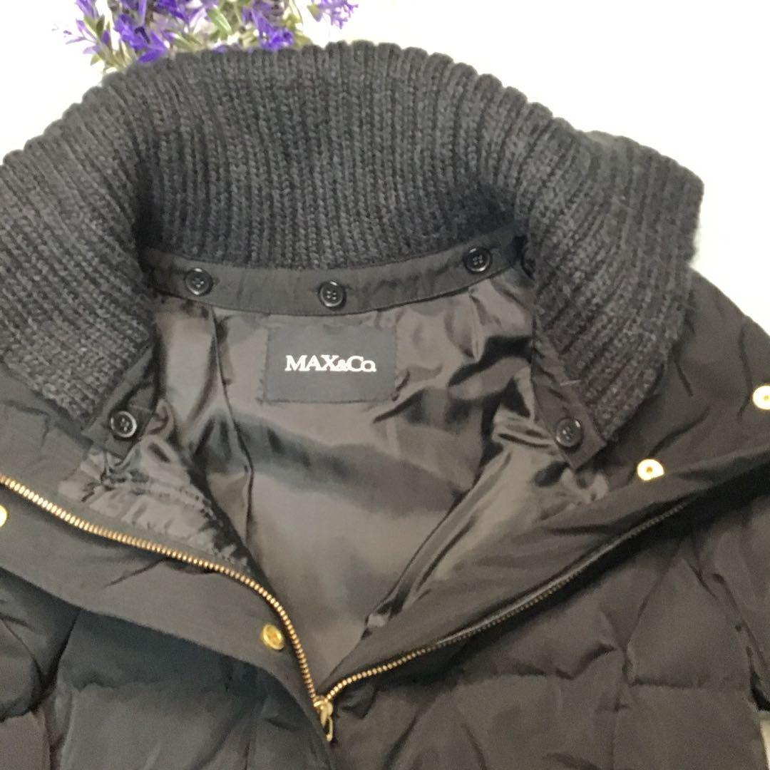 美品【Max&Co】 ダウンジャケット 黒 フード取り外し ベルト M～L相当