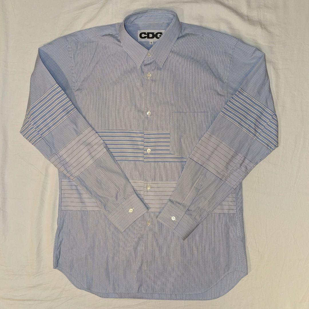 CDG COMME des GARÇONS ストライプ パッチワーク 長袖シャツ