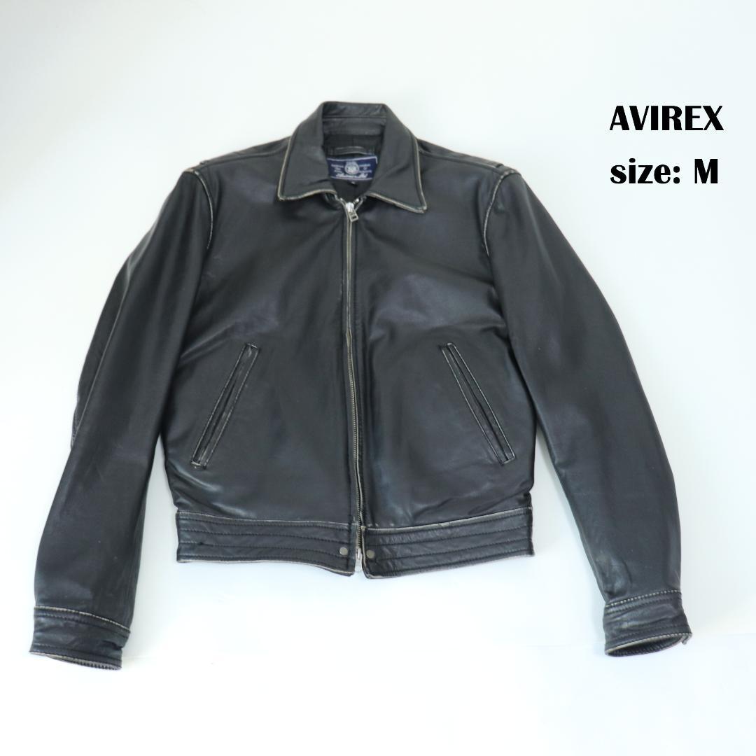 【人気】AVIREX アヴィレックス 襟付きレザージャケット ブラック M