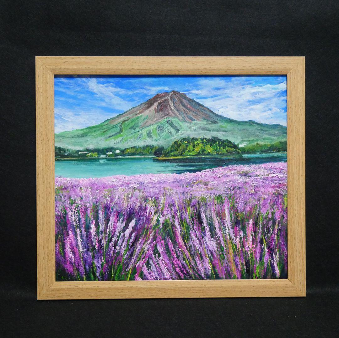 油絵 油彩 油彩画 絵 絵画【富士山とラベンダー畑】 油絵 油彩 油彩画 絵 絵画 【桜と富士山と菜の花】 | HIROSHI1990