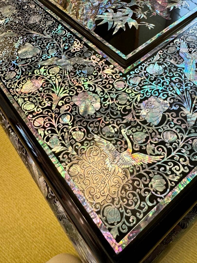 SUMO 公式アカウント03様専用 鄭鐘基作 最高級螺鈿座敷机 松鶴紋 座卓