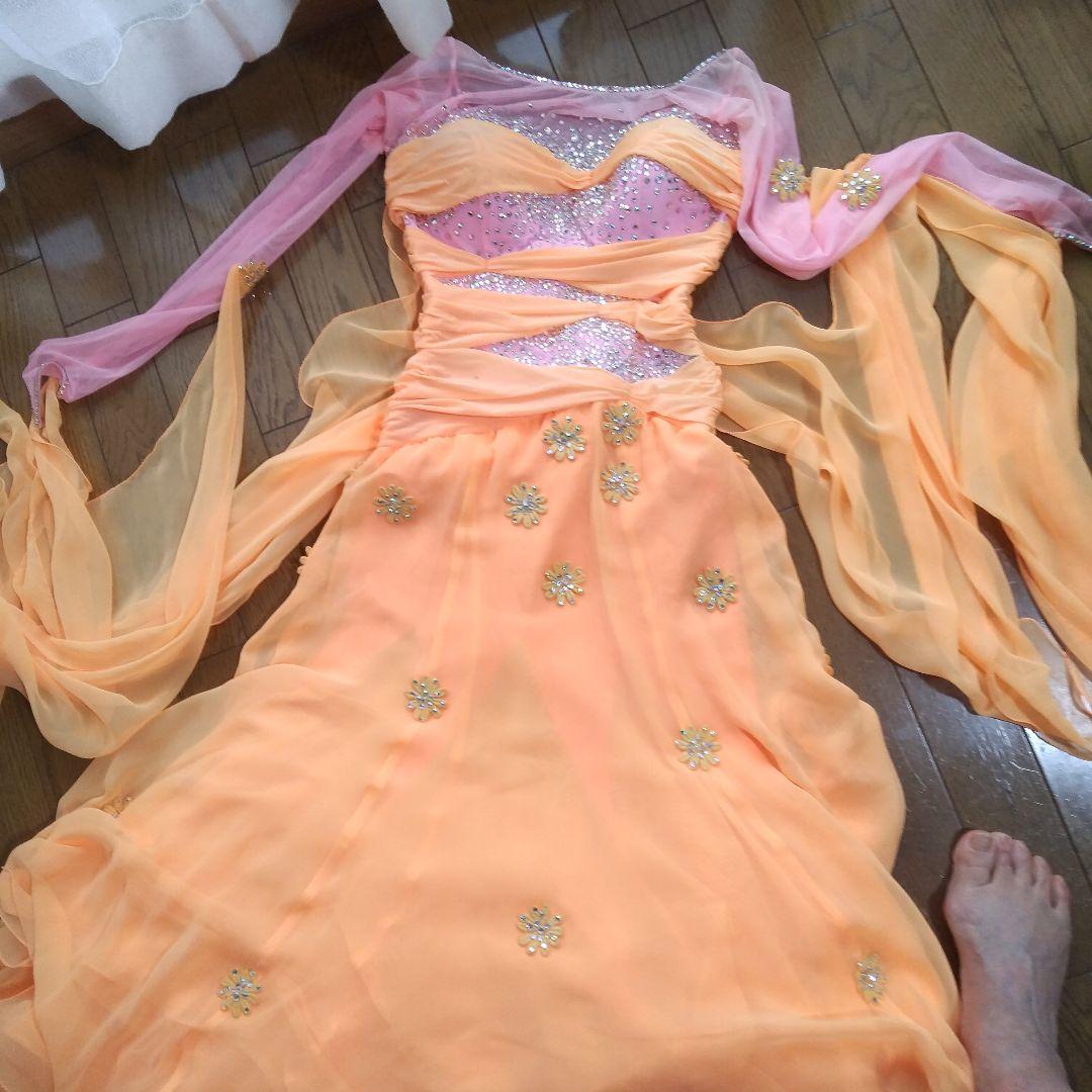 オレンジ色社交ダンスドレス