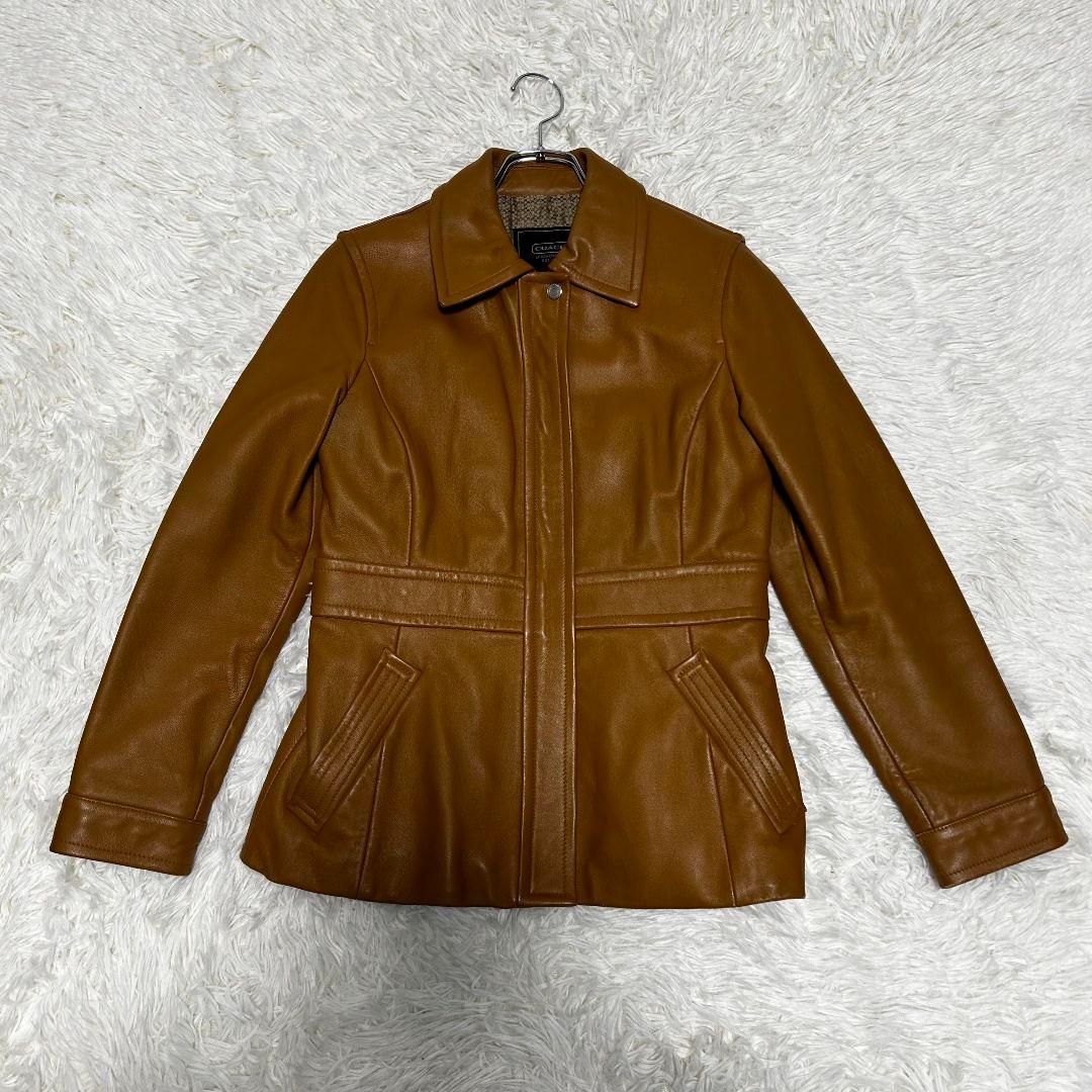 COACH コーチ レザージャケット 本革 ライトブラウン XS ロゴ入り