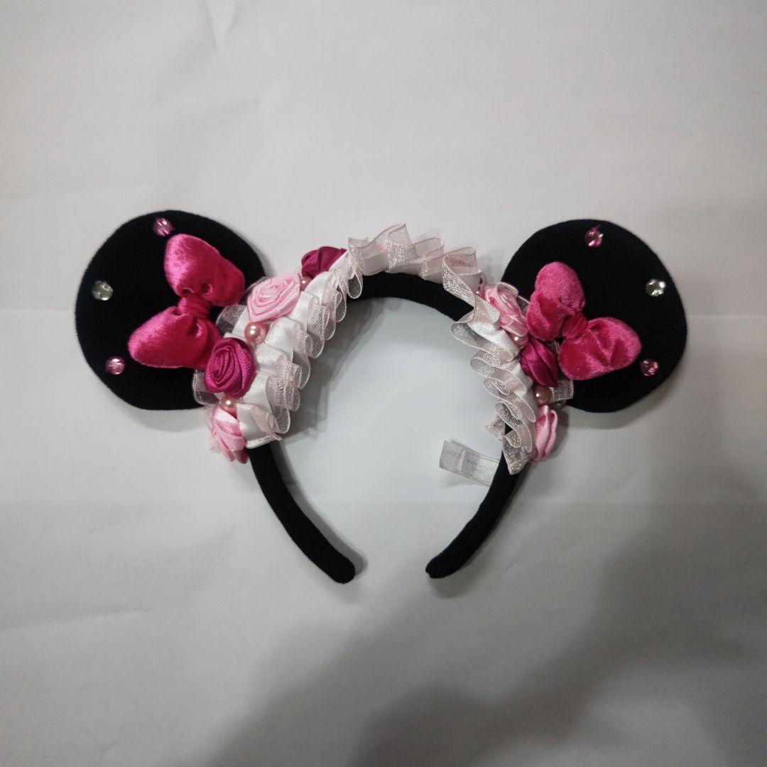 ミニーちやん ピンク カチューシャ ディズニー 薔薇 - メルカリ