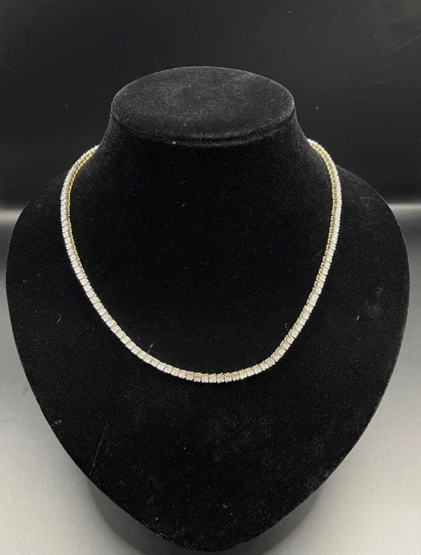 【最終価格】天然ダイヤモンドシルバー925テニスネックレスチェーン