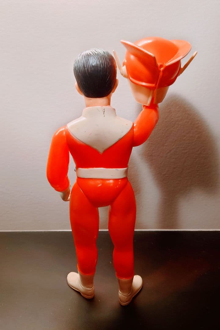 極美品 当時物 ブルマァク レッドマン 面取れ ソフビ マスク 約30cm