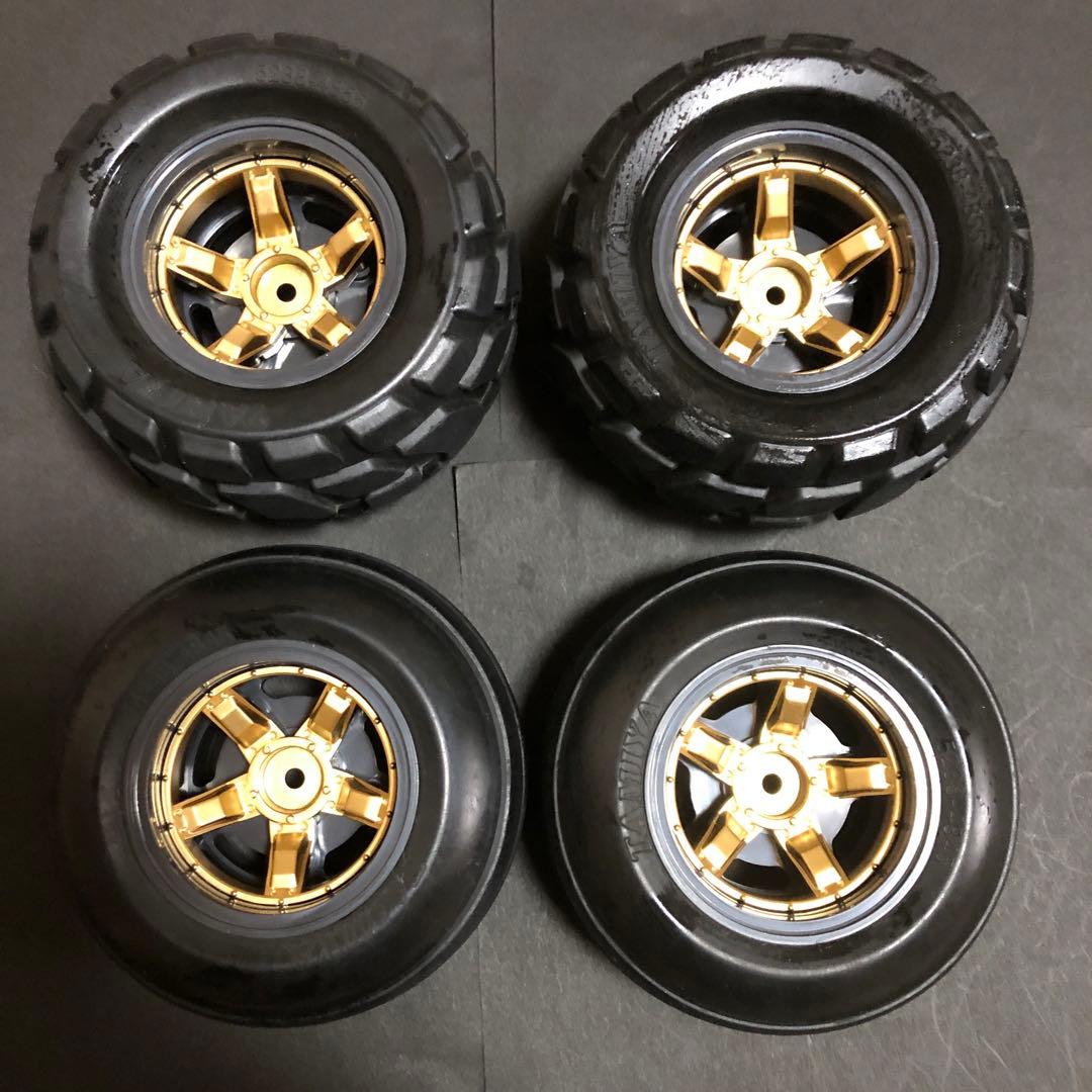 タミヤ コミカルグラスホッパー タイヤホイールセット 中古、ゴールド