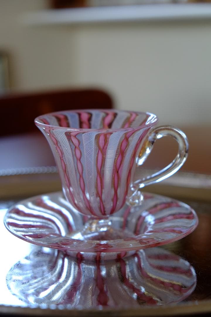 手吹きガラス カップ＆ソーサー レース 舩木倭帆/黒木国昭/藤田喬平/江波冨士子