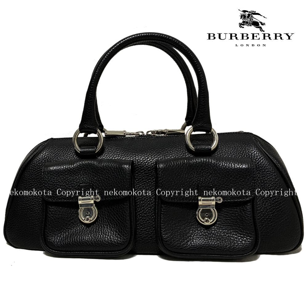 バーバリー ロンドン レザー ミニ ボストン バッグ 黒 BURBERRY