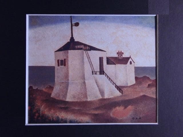 岡鹿之助、【信号台】、希少な大判額装用画集より、美品、日本人画家