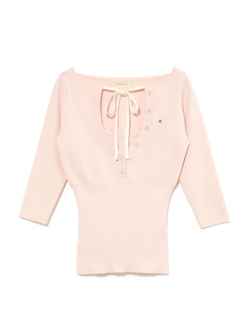 トップス Andmary Hein ribbon knit tops pink