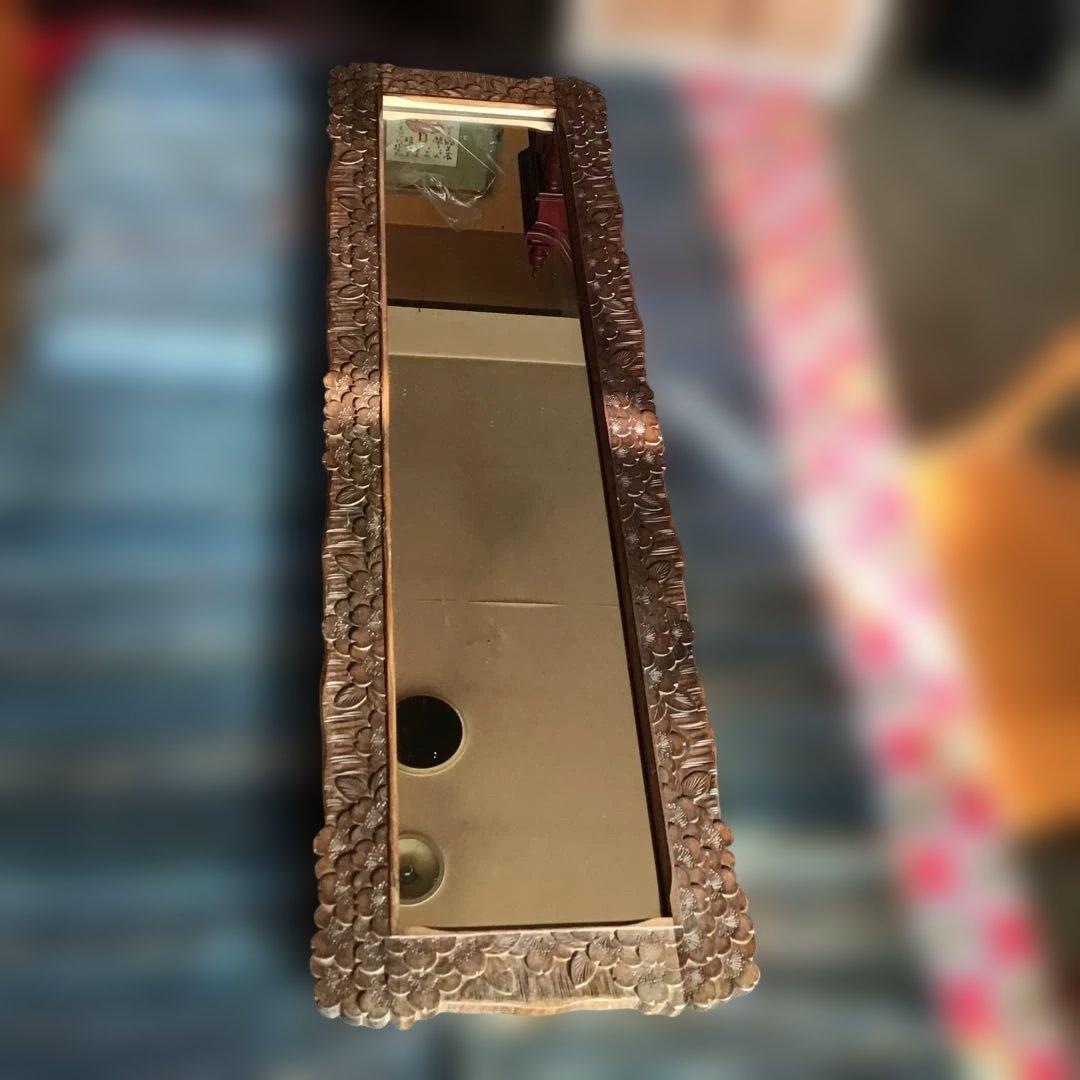 アンティーク軽井沢彫り　ミラー　鏡　姿見　櫻 r-05866801-00.jpg