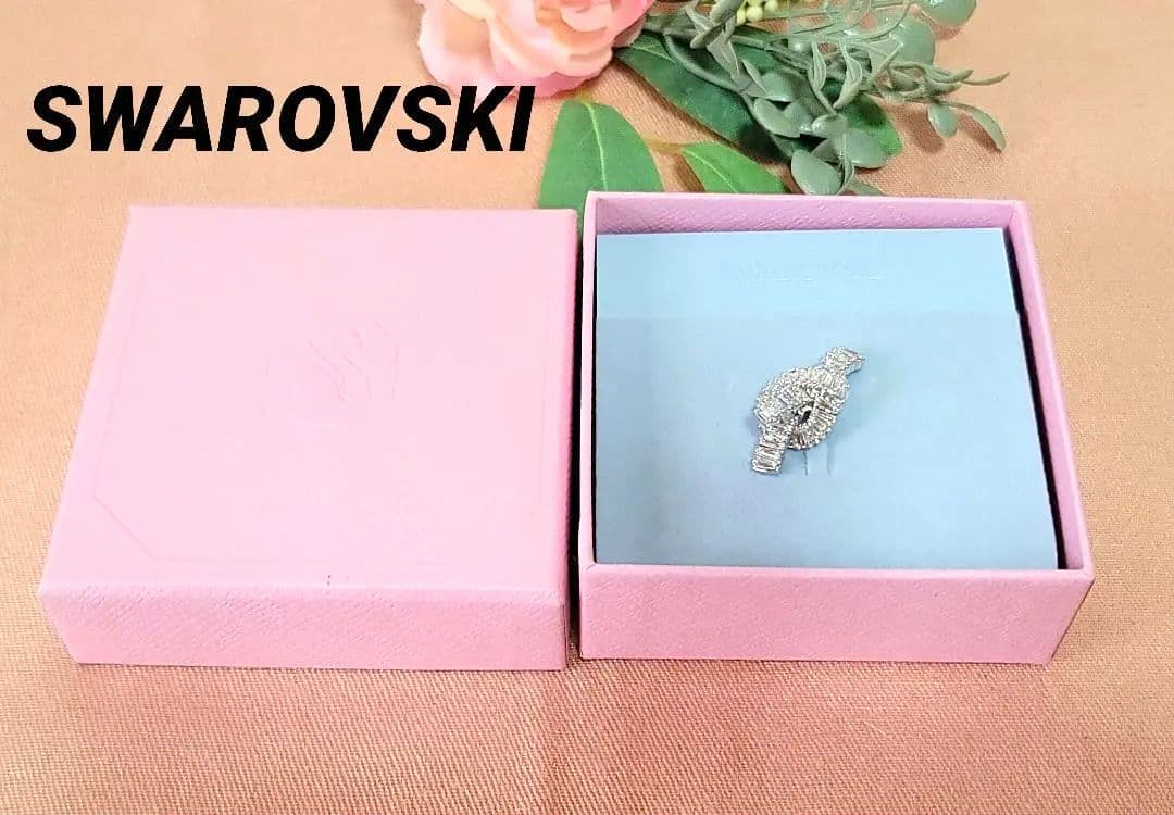 【SWAROVSKI】ピンバッジ タックピン スワールデザイン 結び目 美品