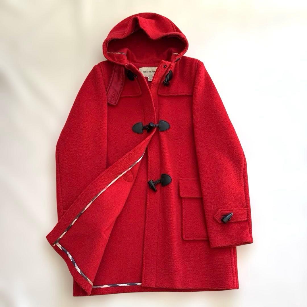 美品✨バーバリー ダッフルコート赤 ヘリンボーン　トグル　ノバチェック