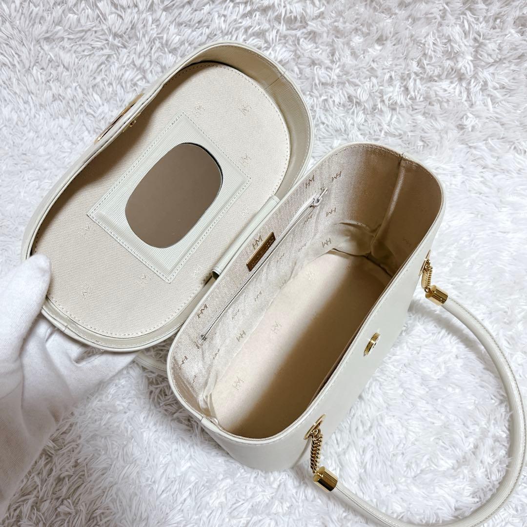 極美品✨ハナエモリ バニティバッグ ハンドバッグ レザー サークルロゴ