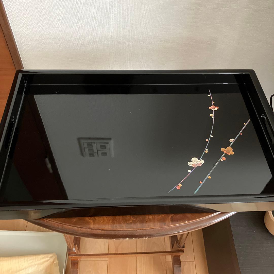 高岡漆器　螺鈿　梅柄　お盆