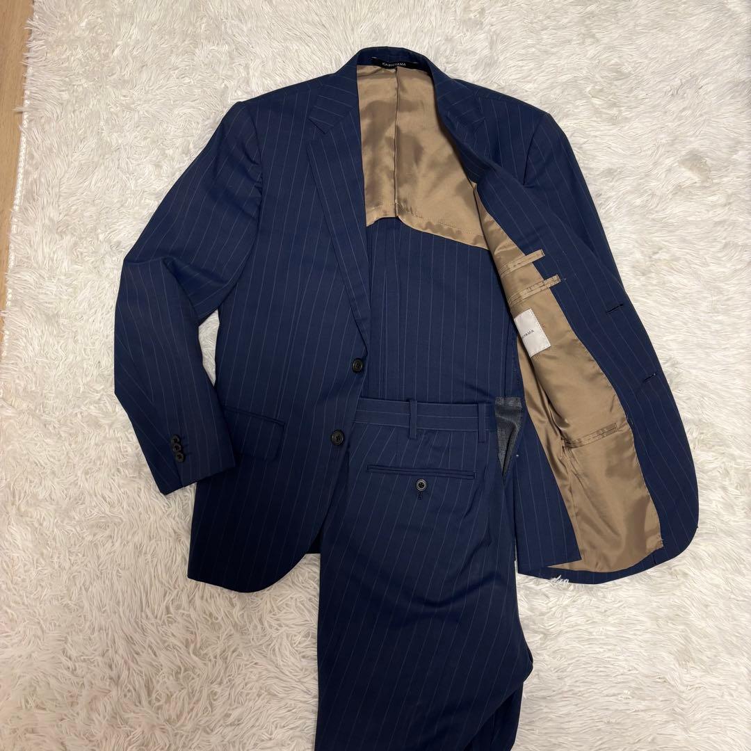 美品 カシヤマ 樫山 スーツ ストライプ パンツスーツ セットアップ