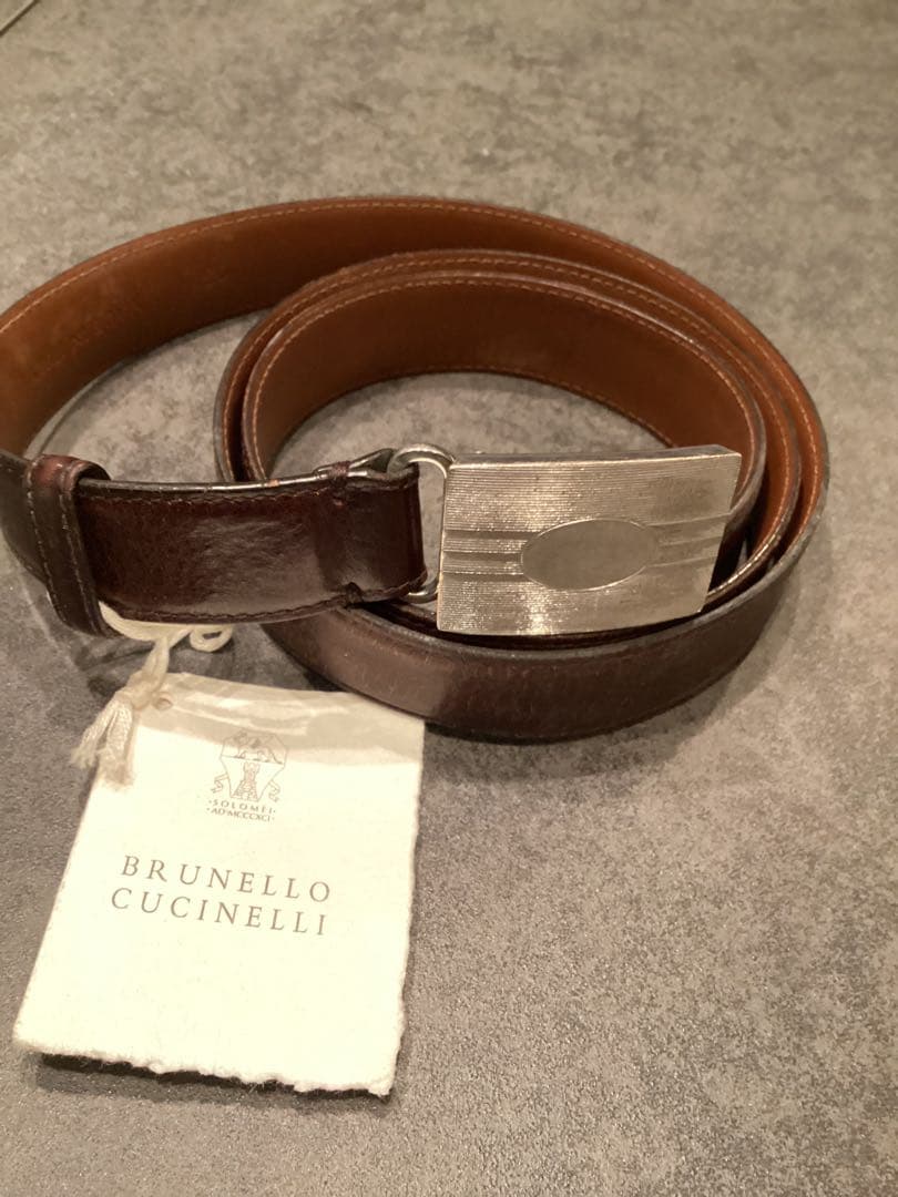 ブルネロクチネリ カーフベルト 銀800バックル 🎀 シルバー Silver