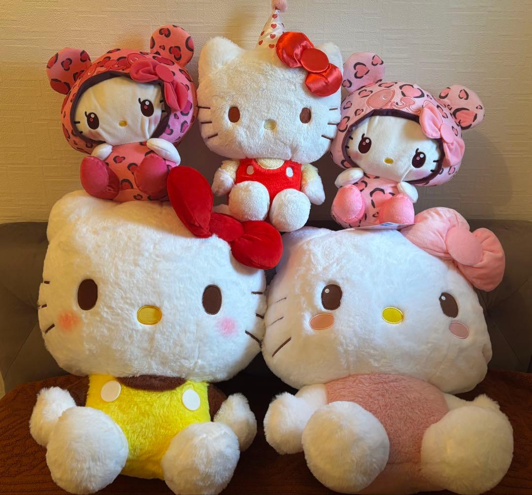 【圧縮なし】5体セット　ハローキティ ぬいぐるみ プライズ ハローキティ ぬいぐるみ あしながVer.｜プライズ・くじ・グッズ情報