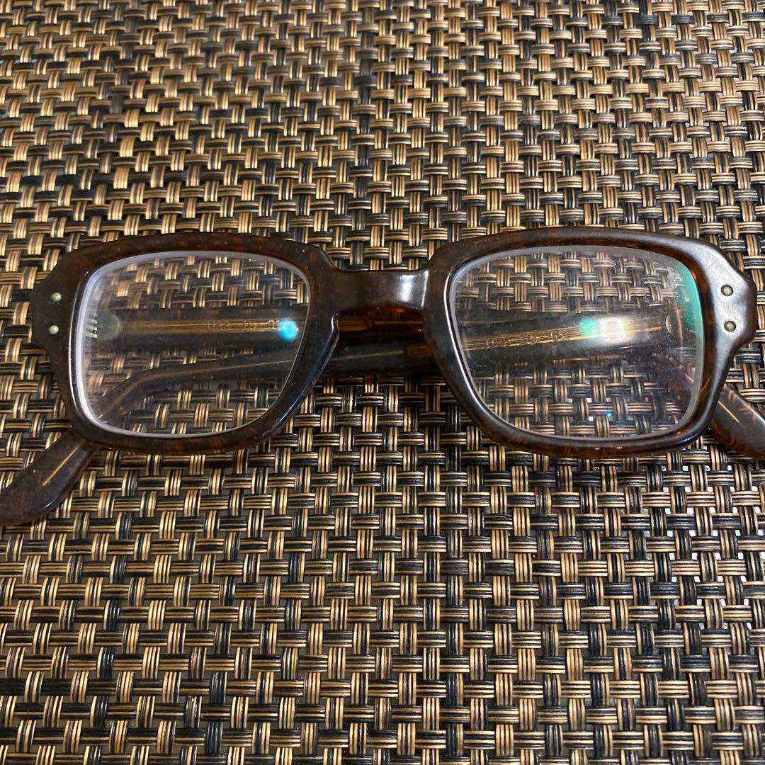 フレンチビンテージフレームブラウン プラスチック メガネ US 6-23