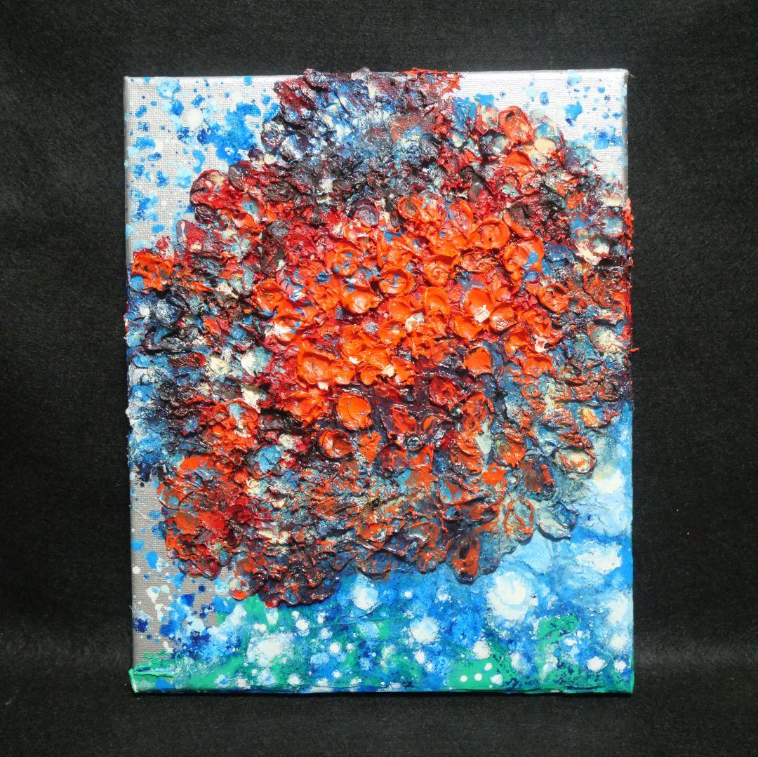 油絵 油彩 油彩画 絵画 絵 【梅雨に咲く赤い紫陽花】