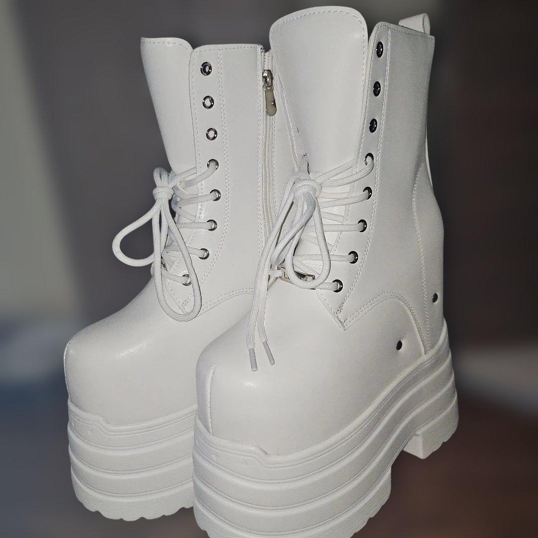 コスプレ 男装 厚底 ブーツ 白 ホワイト シークレットブーツ タオバオ