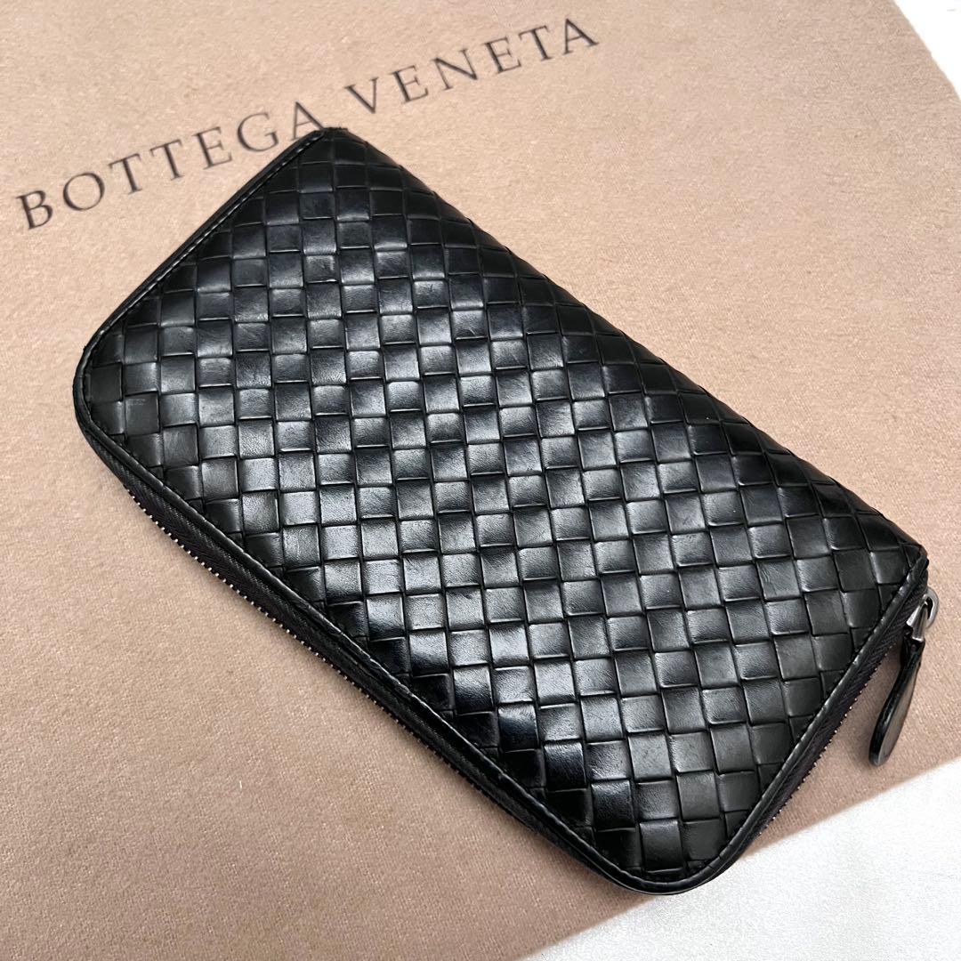 ◇極美品◇ボッテガヴェネタ　長財布　ラウンドジップ　ブラック　イントレチャート