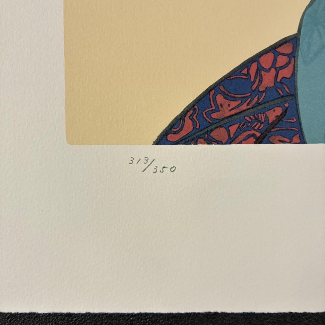 美品 伊東深水「羽子」リトグラフ 印章有 美人画 額縁入り 日本画家