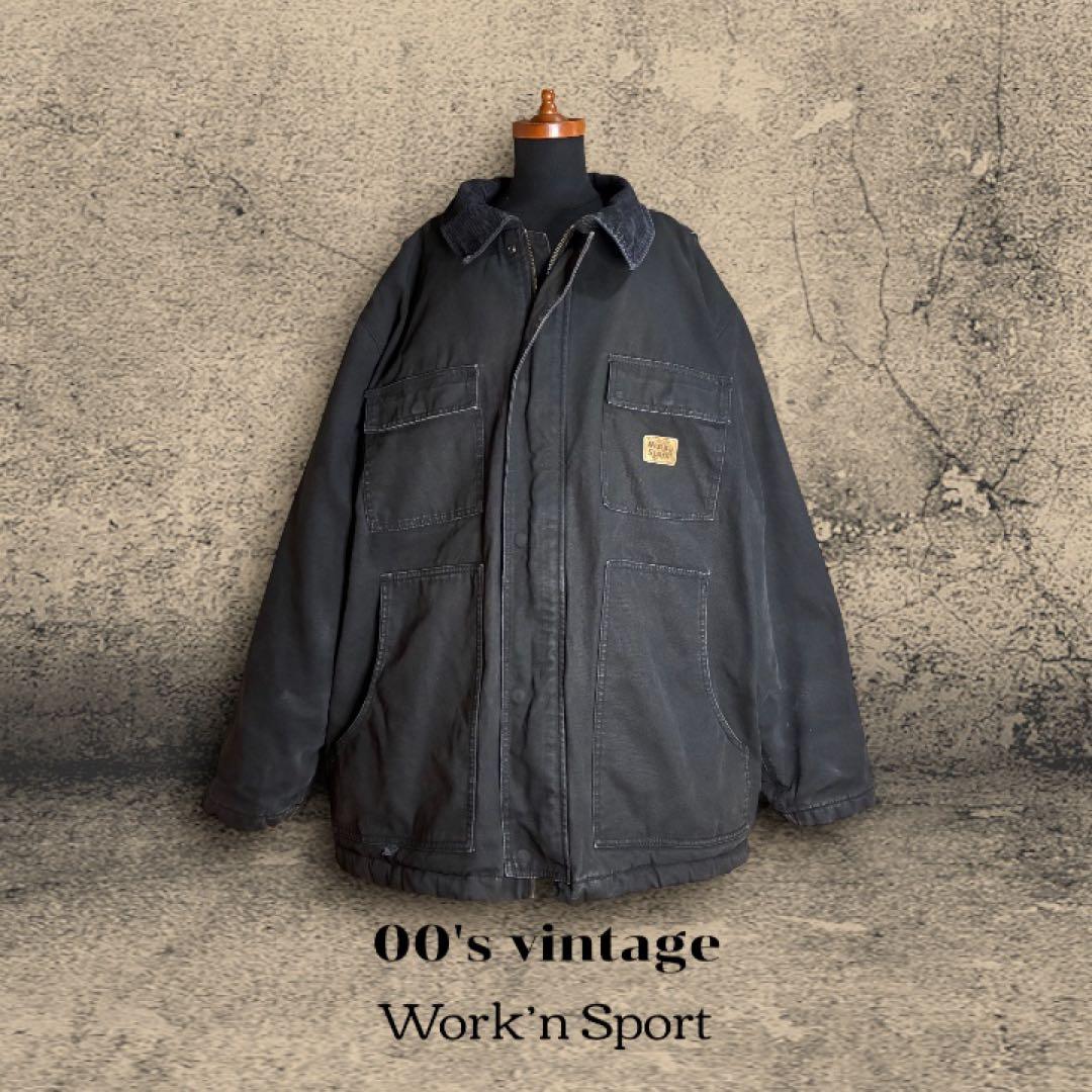 vintage 黒 ダックジャケット オーバーサイズ ワーク 古着 フェード