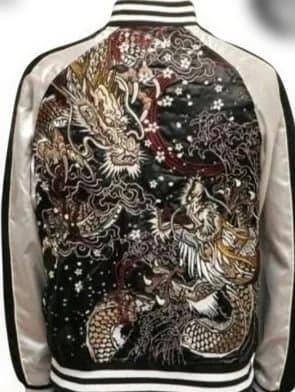 華鳥風月 兄弟ブランド 朧 双龍 龍 総刺繍 スカジャン XL